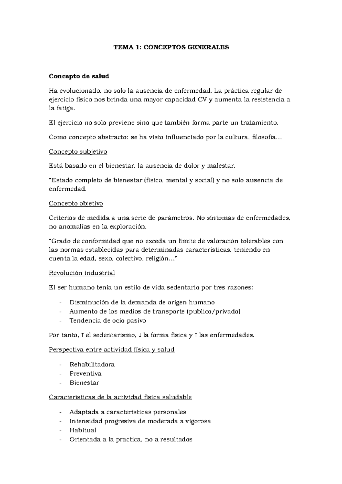 Tema 1 Tema Conceptos Generales Concepto De Salud Ha Evolucionado No Solo La Studocu