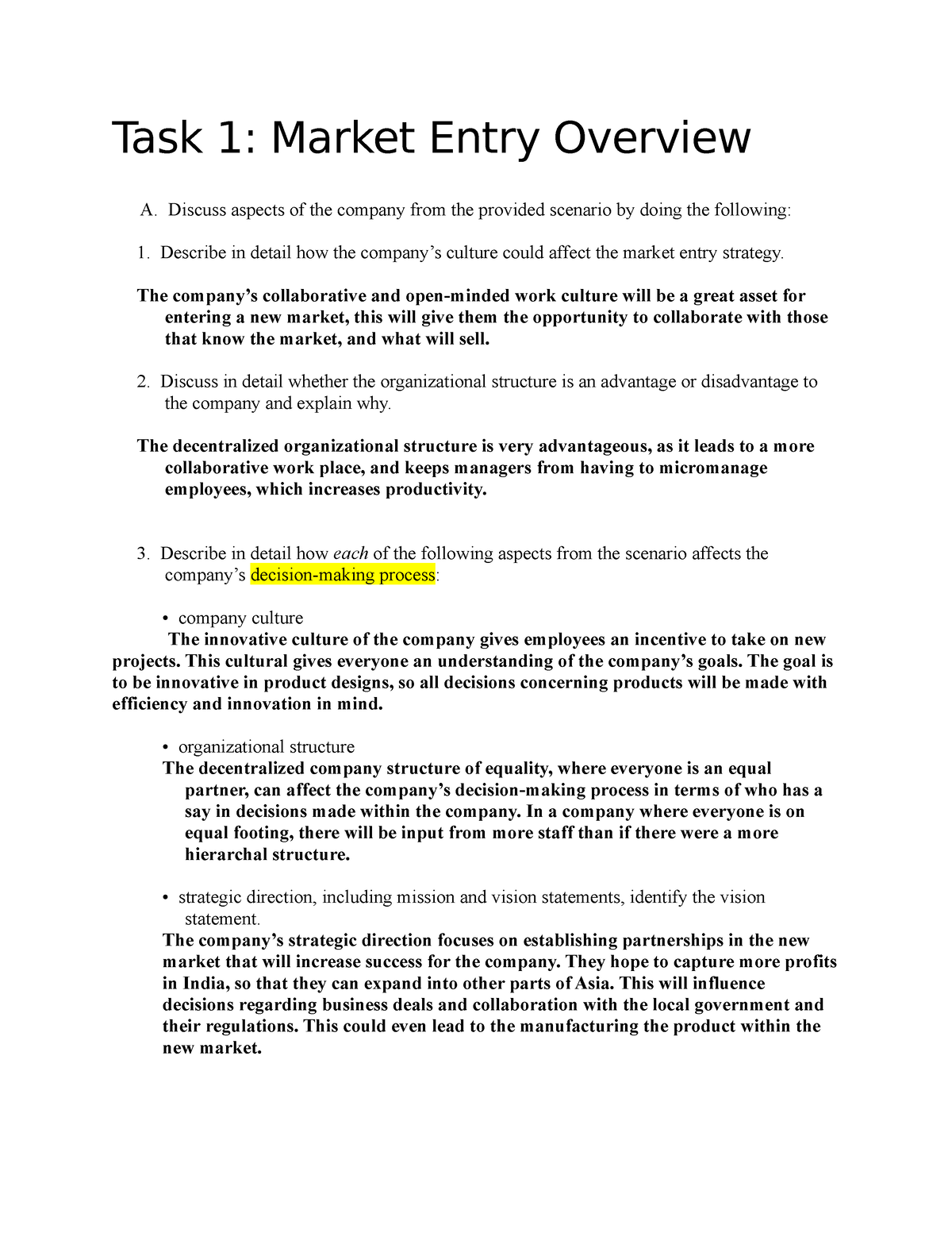 market entry thesis
