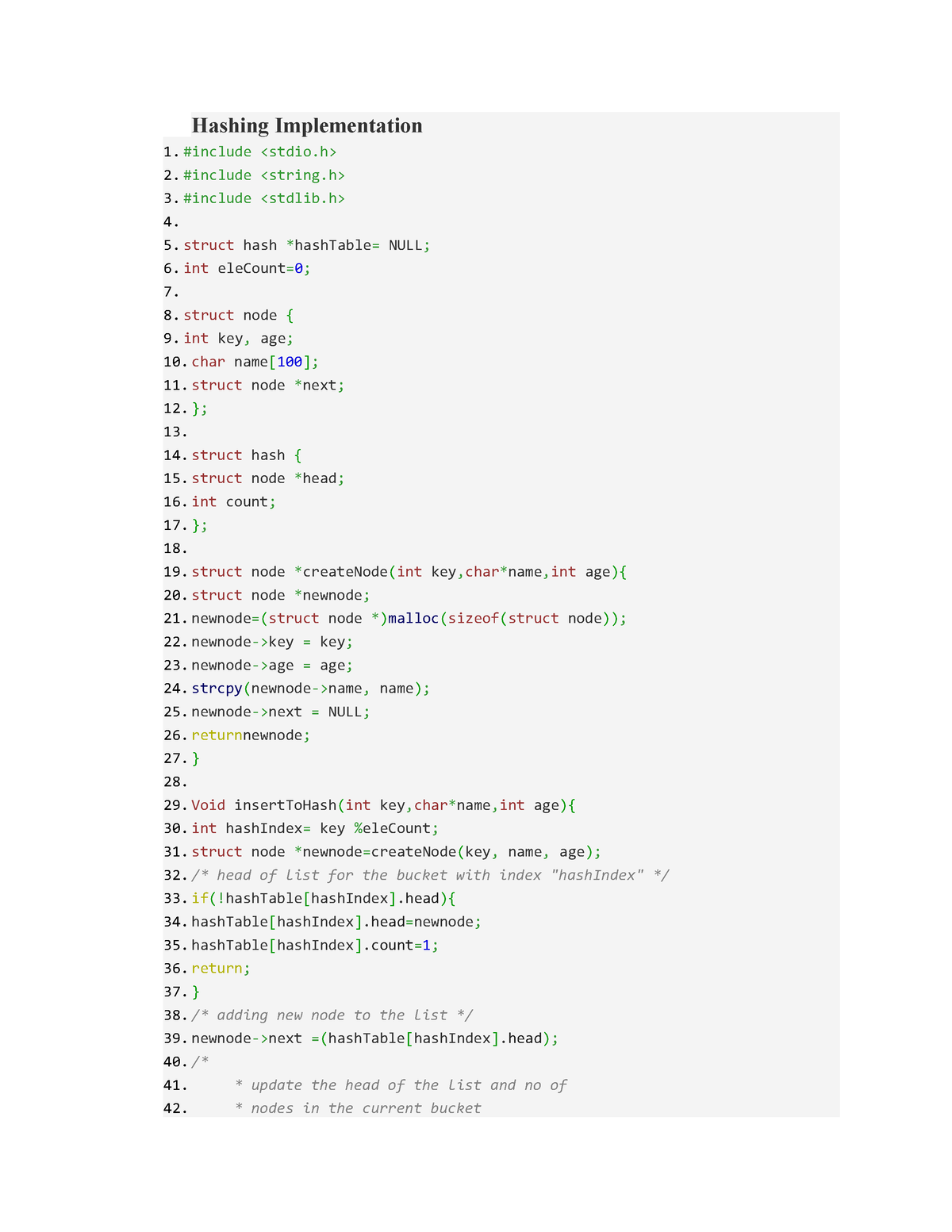 Hashing-Separate Chaining - Hashing Implementation #include #include # ...