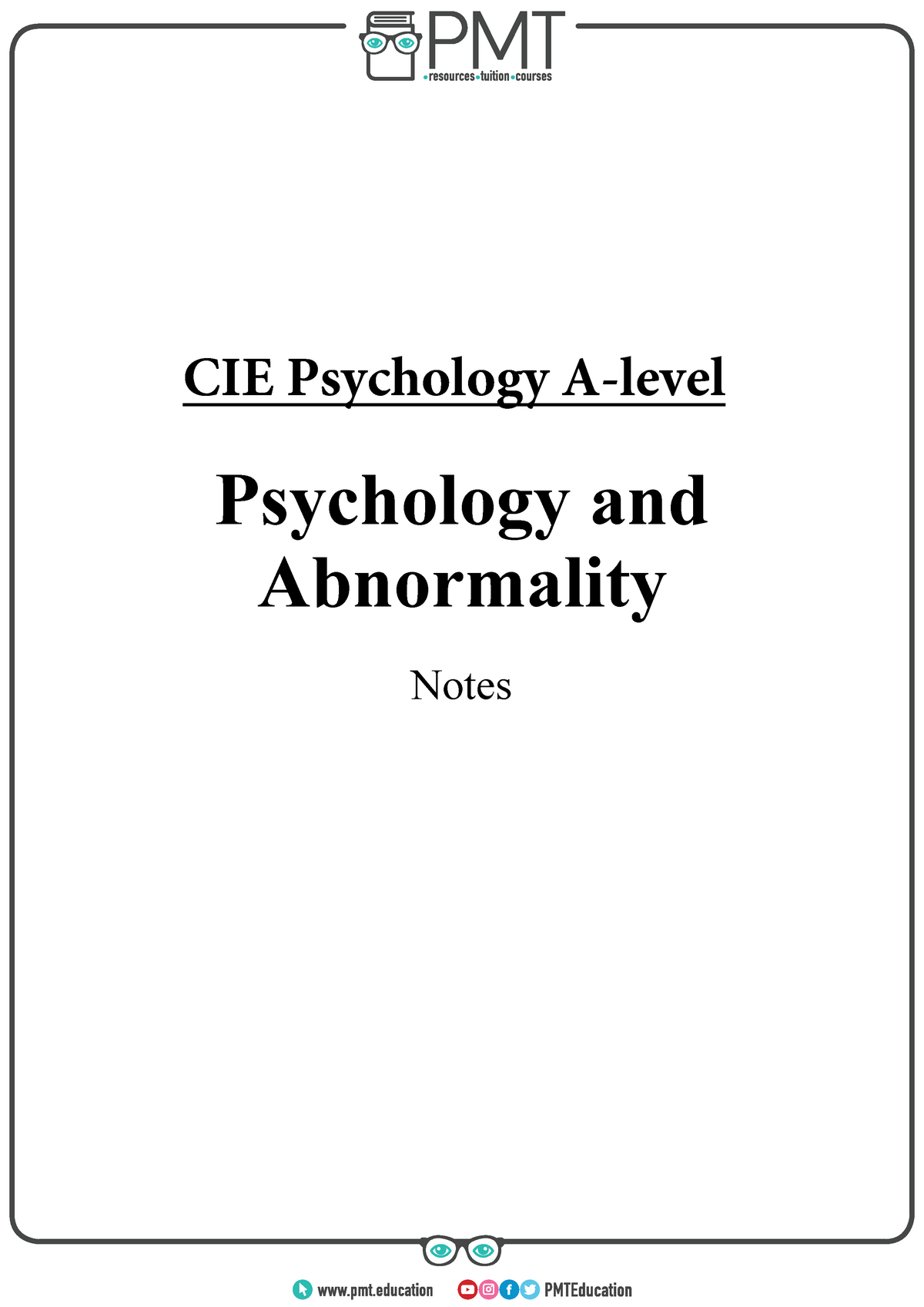 Psychology And Abnormality Notes - CIE Psychology A-level - CIE ...