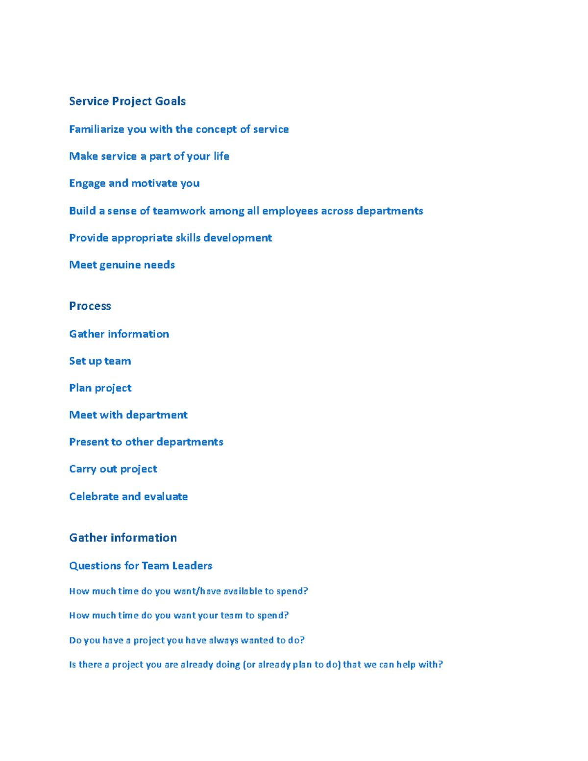 Bai1 - nkn - Service Project Goals Familiarize you with the concept of ...
