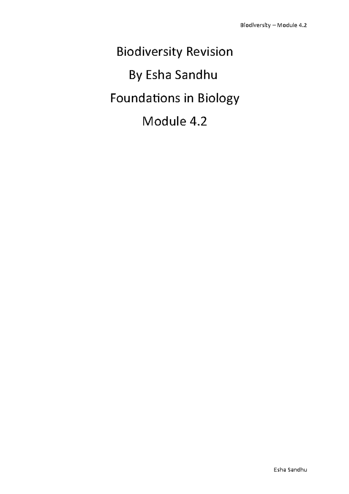 4.2 - Biodiversity Revision - Biodiversity Revision By Esha Sandhu ...