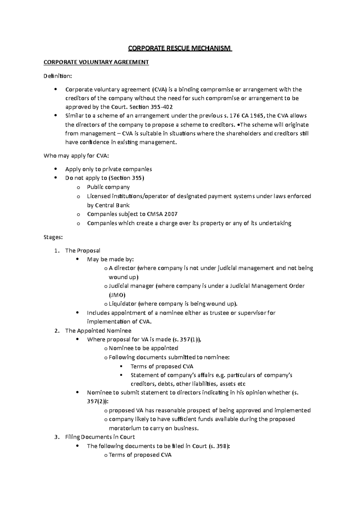7. Corporate Voluntary Agreement - CORPORATE RESCUE MECHANISM CORPORATE ...