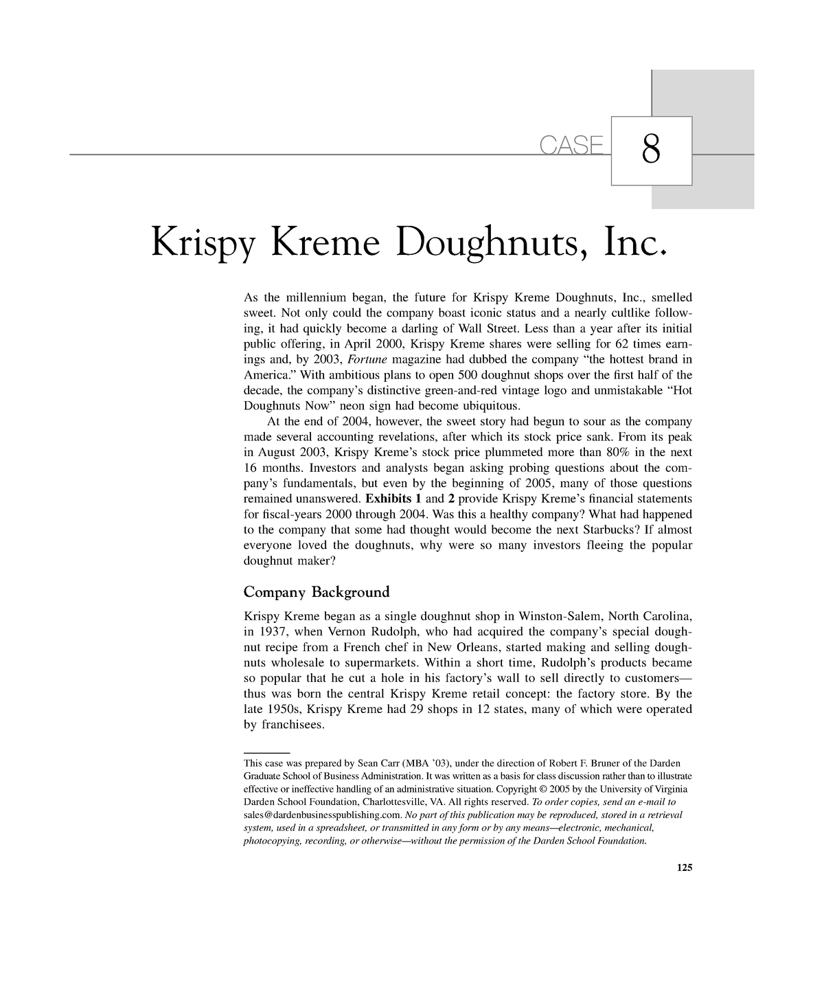 krispy kreme doughnuts 2009 case study analysis