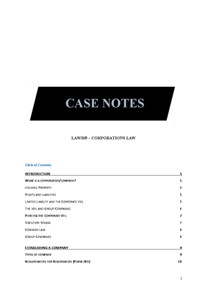 Corporations Law Lecture Notes - THE NATURE OF THE COMPANY Company ...