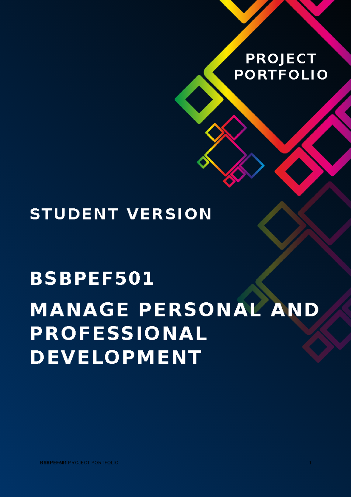 Bsbpef 501 Project Portfolio - BSBPEF MANAGE PERSONAL AND PROFESSIONAL ...