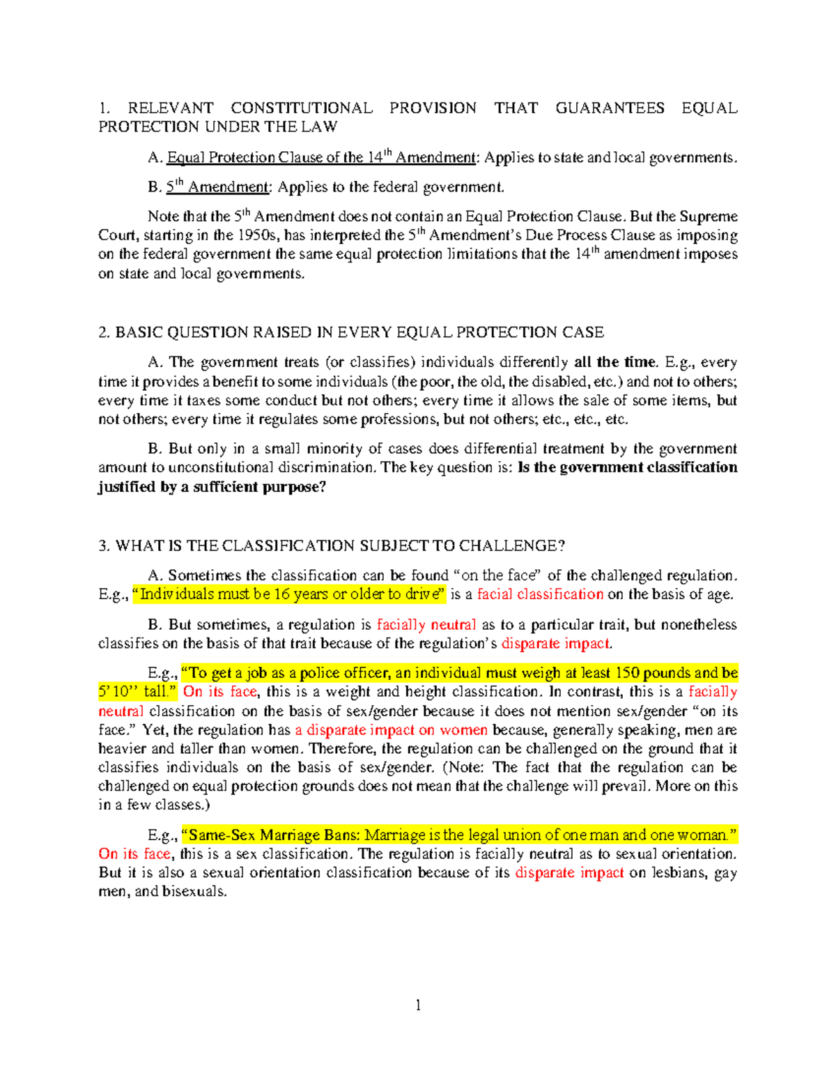 Class 23 Whiteboard notes 1 1. RELEVANT CONSTITUTIONAL PROVISION