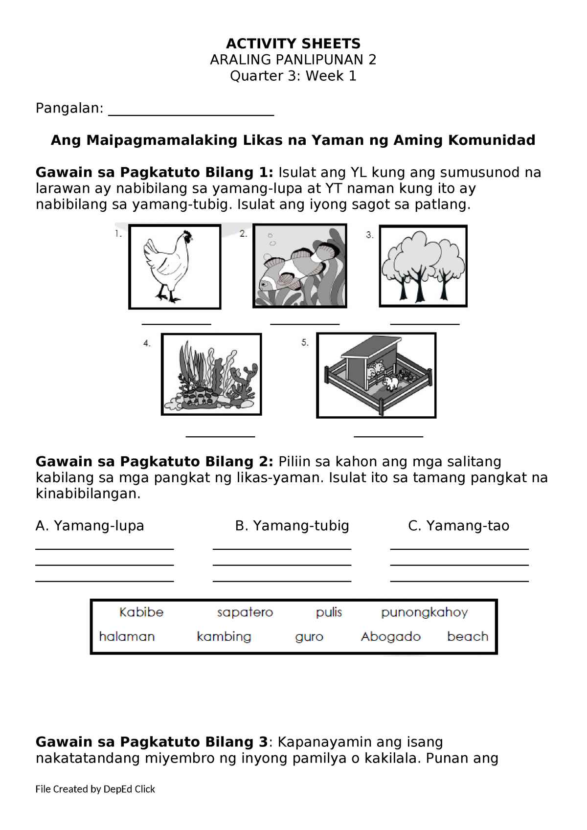 AP 2 Activity Sheet Q3 W1 - ACTIVITY SHEETS ARALING PANLIPUNAN 2 ...