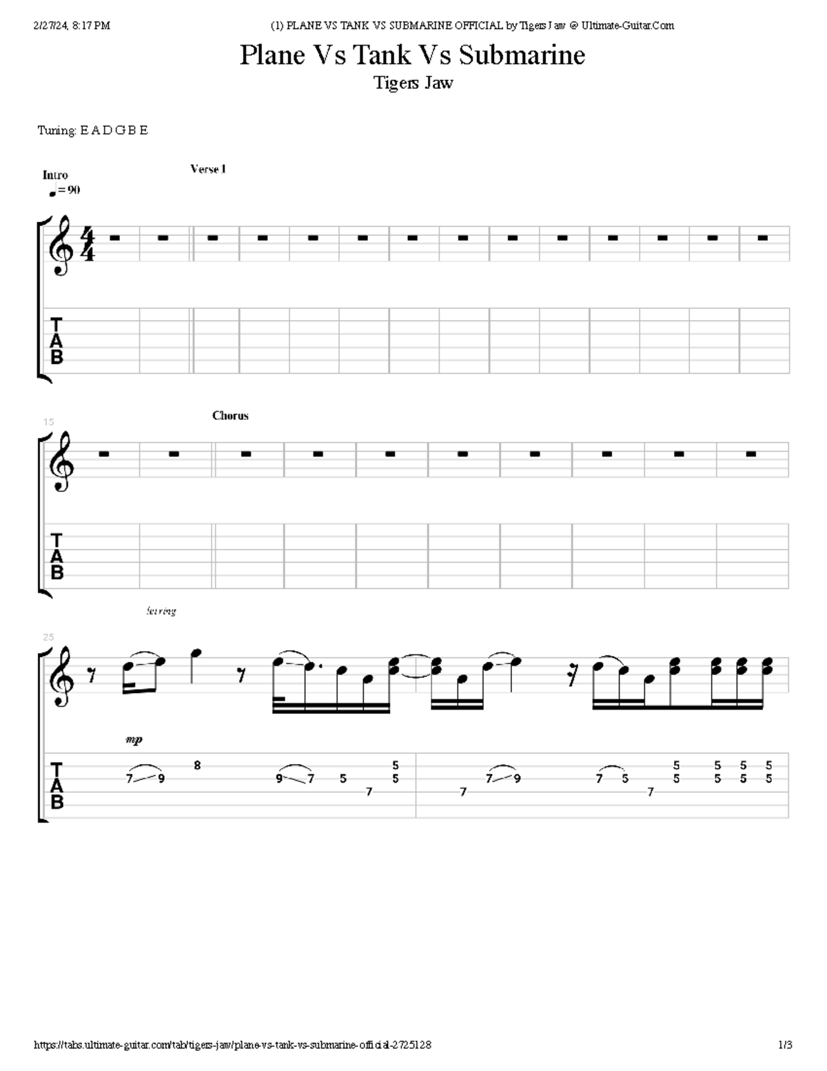 (1) Plane VS TANK VS Submarine Official by Tigers Jaw UltimateGuitar