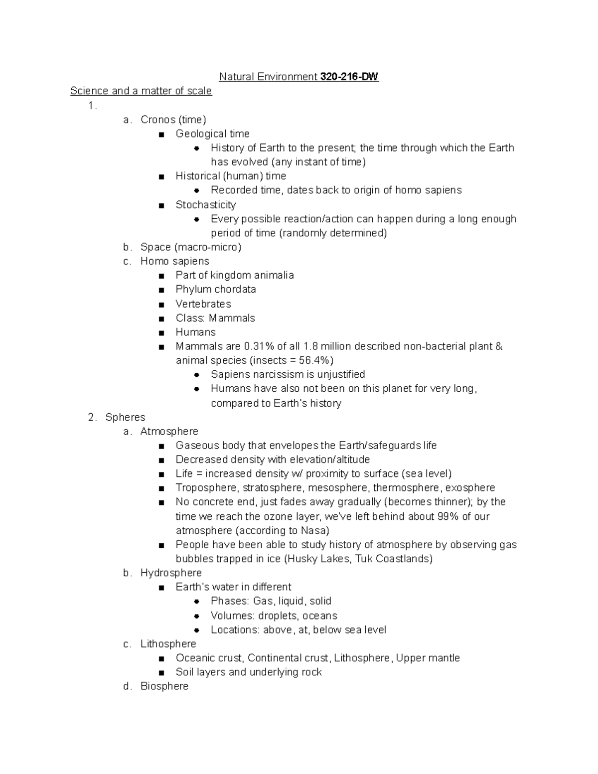 Natural environment lecture notes - Natural Environment 320-216-DW ...