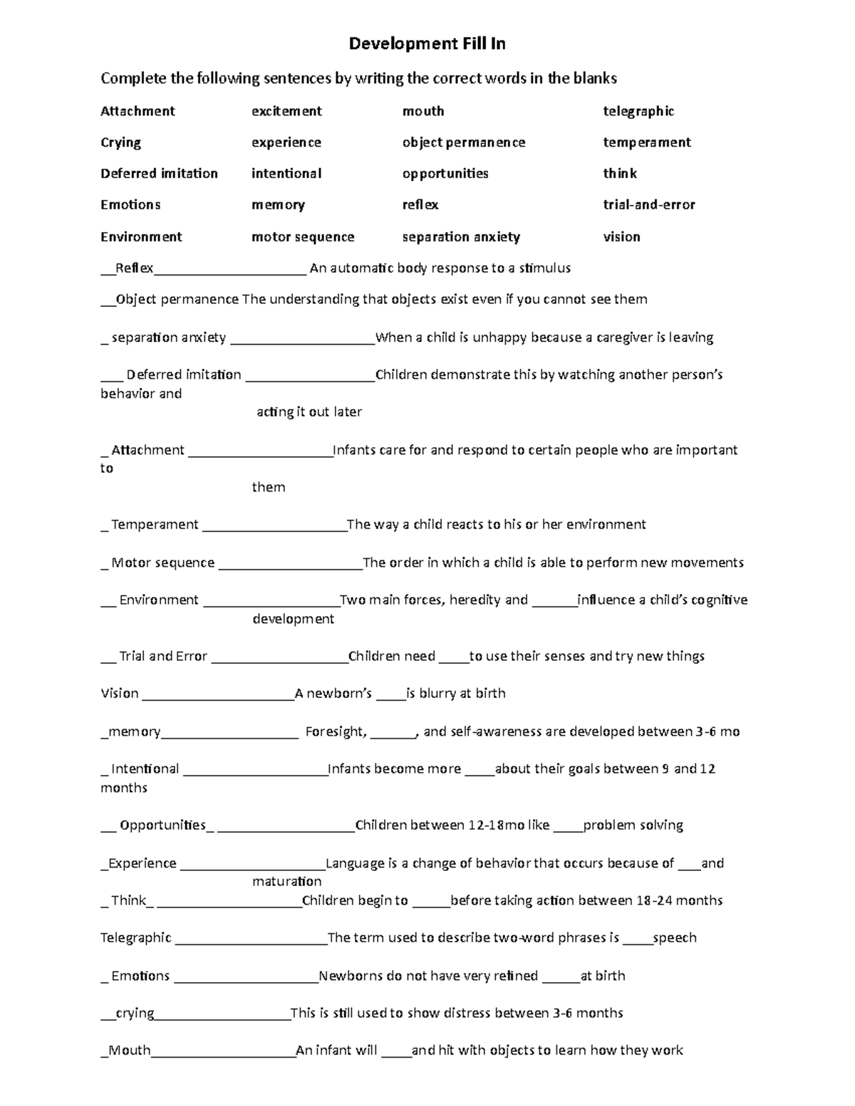 Development Fill In - homeworkdifferent homework assignments different ...