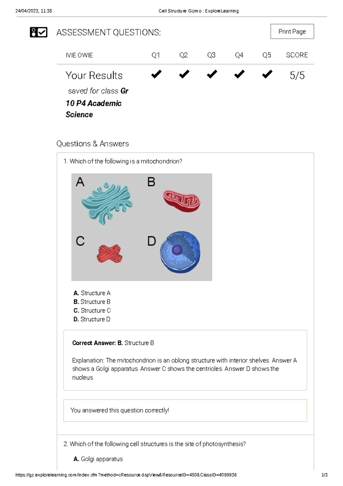 Cell Structure Gizmo Explore Learning - - Studocu