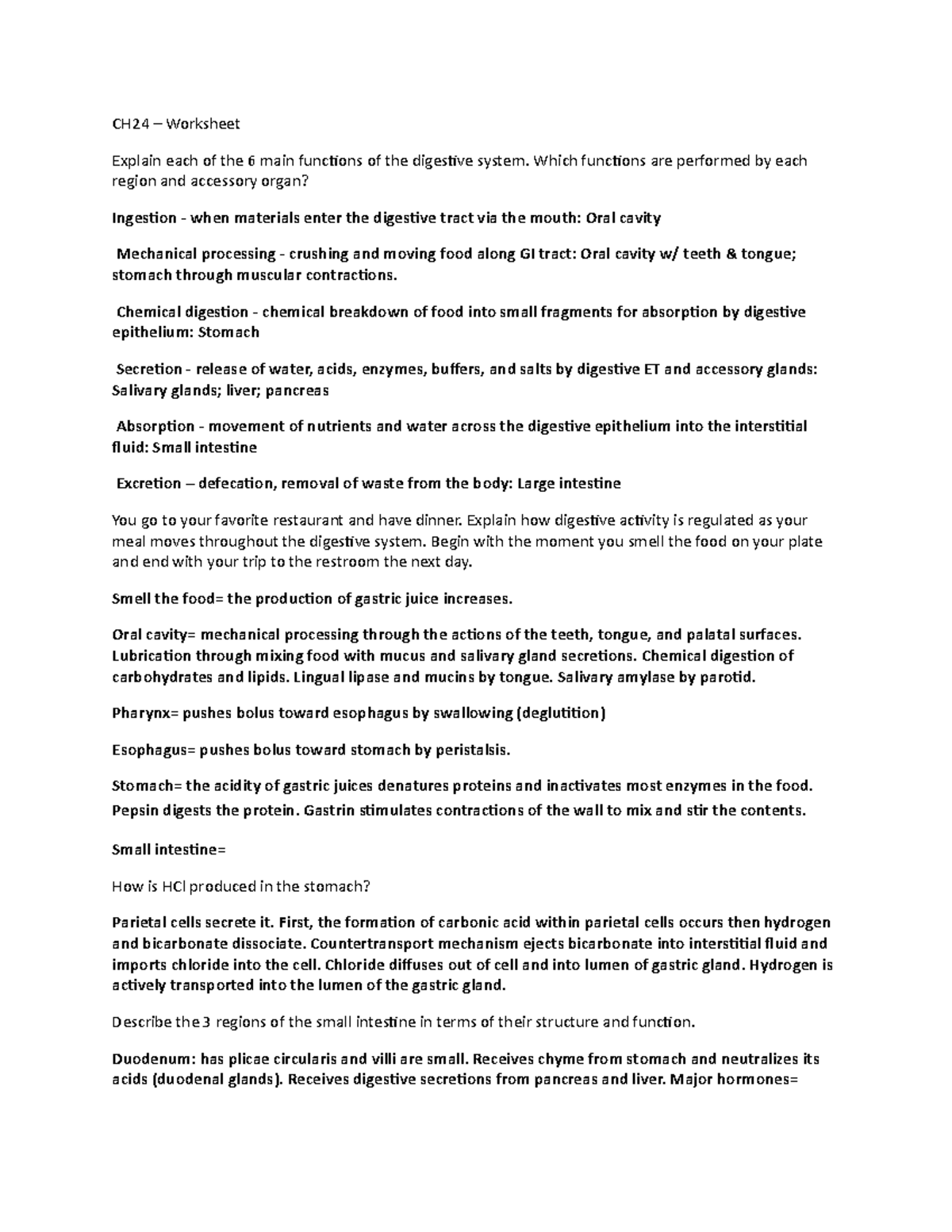 Ch 24 Review - Professor Neiswenter - CH24 Worksheet Explain each of ...