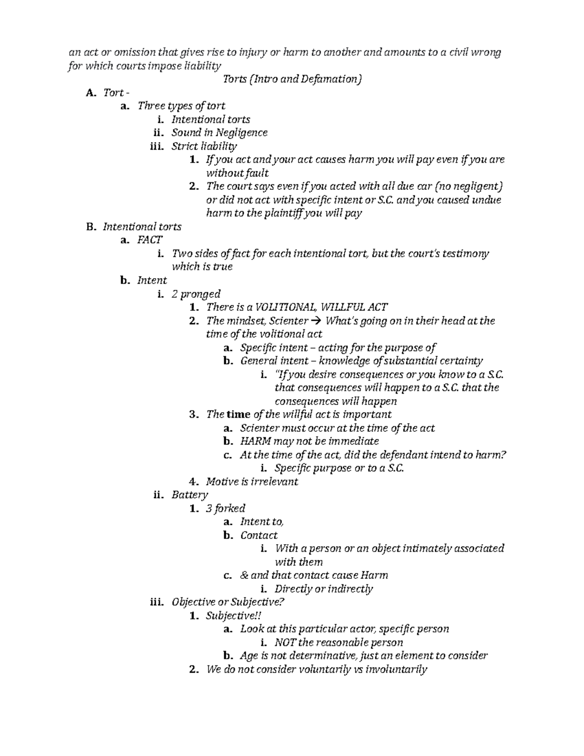 torts-intro-and-defamation-tort-a-three-types-of-tort-i