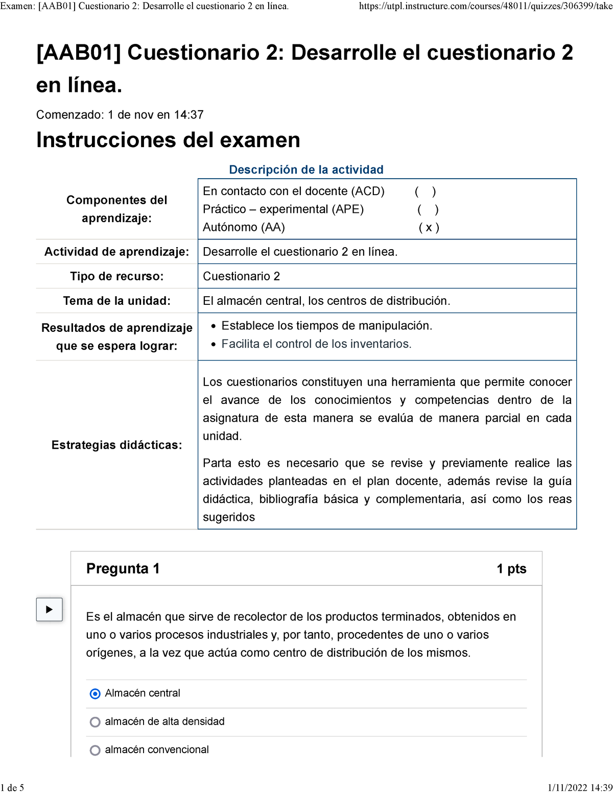 Examen [AAB01] Cuestionario 2 Desarrolle El Cuestionario 2 En Línea ...