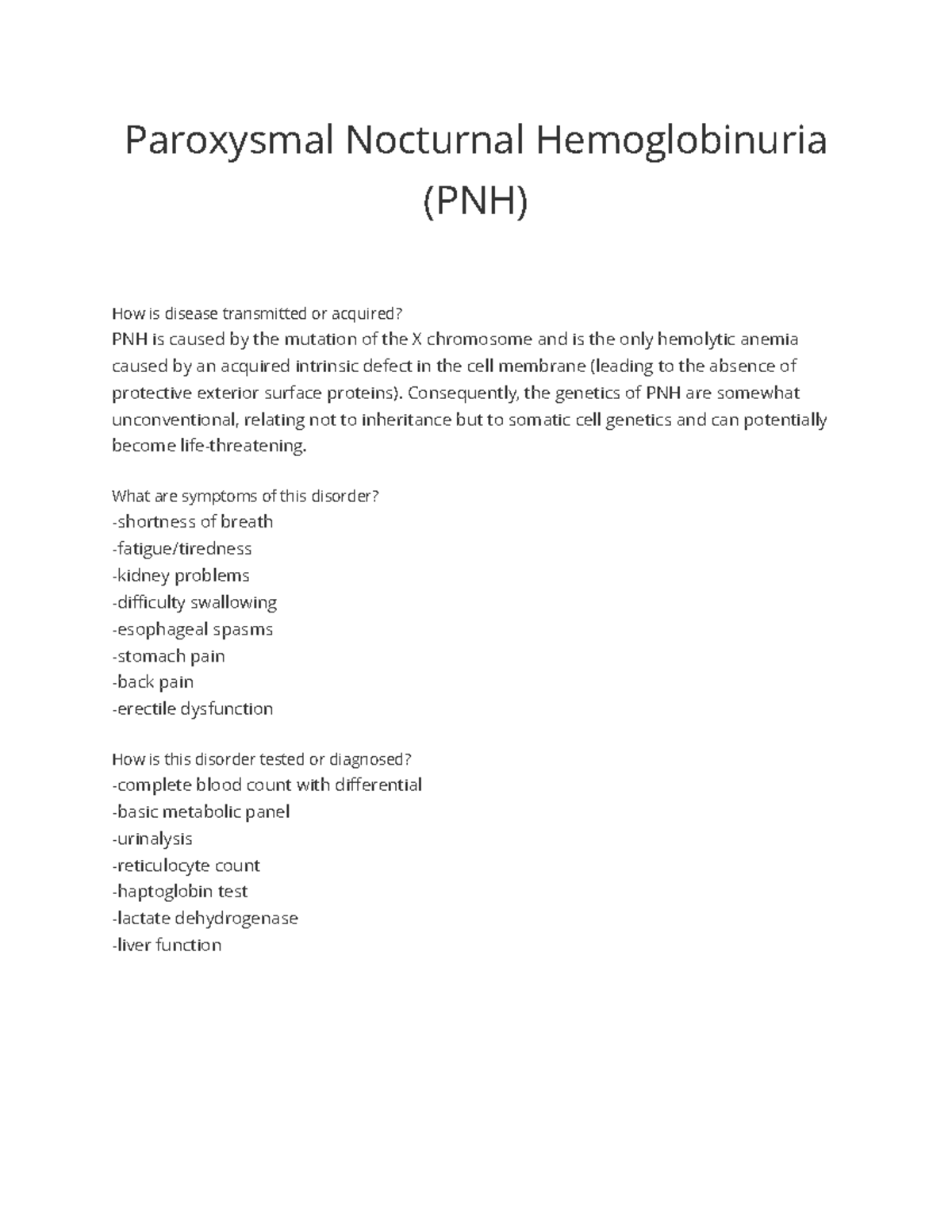 Paroxysmal nocturnal hemoglobinuria (PNH) - Paroxysmal Nocturnal ...
