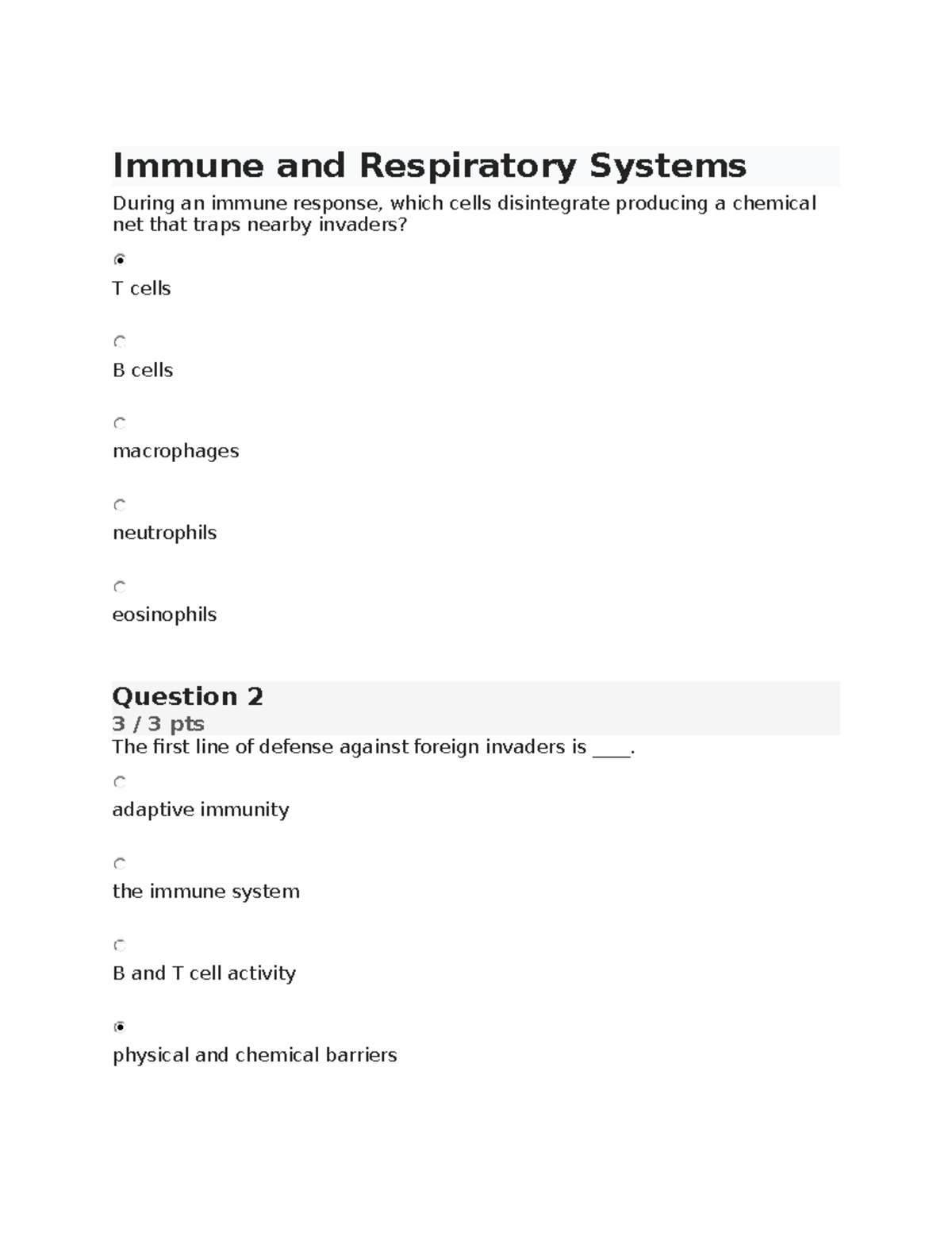 Immune and Respiratory Systems - adaptive immunity the immune system B ...