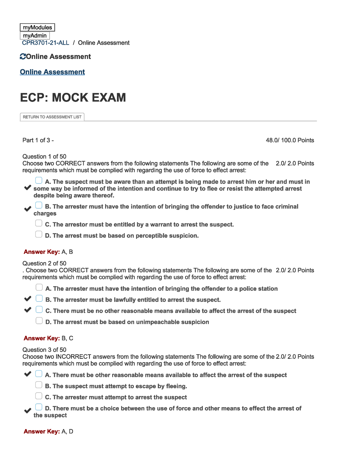 Mock ECP - Self Test Questions And Answers - CPR3701 - Studocu