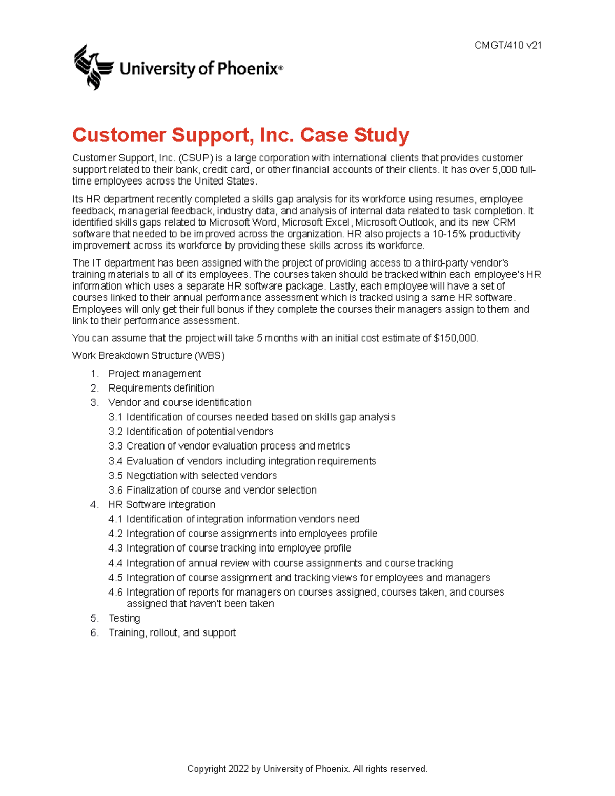 customer support inc. case study