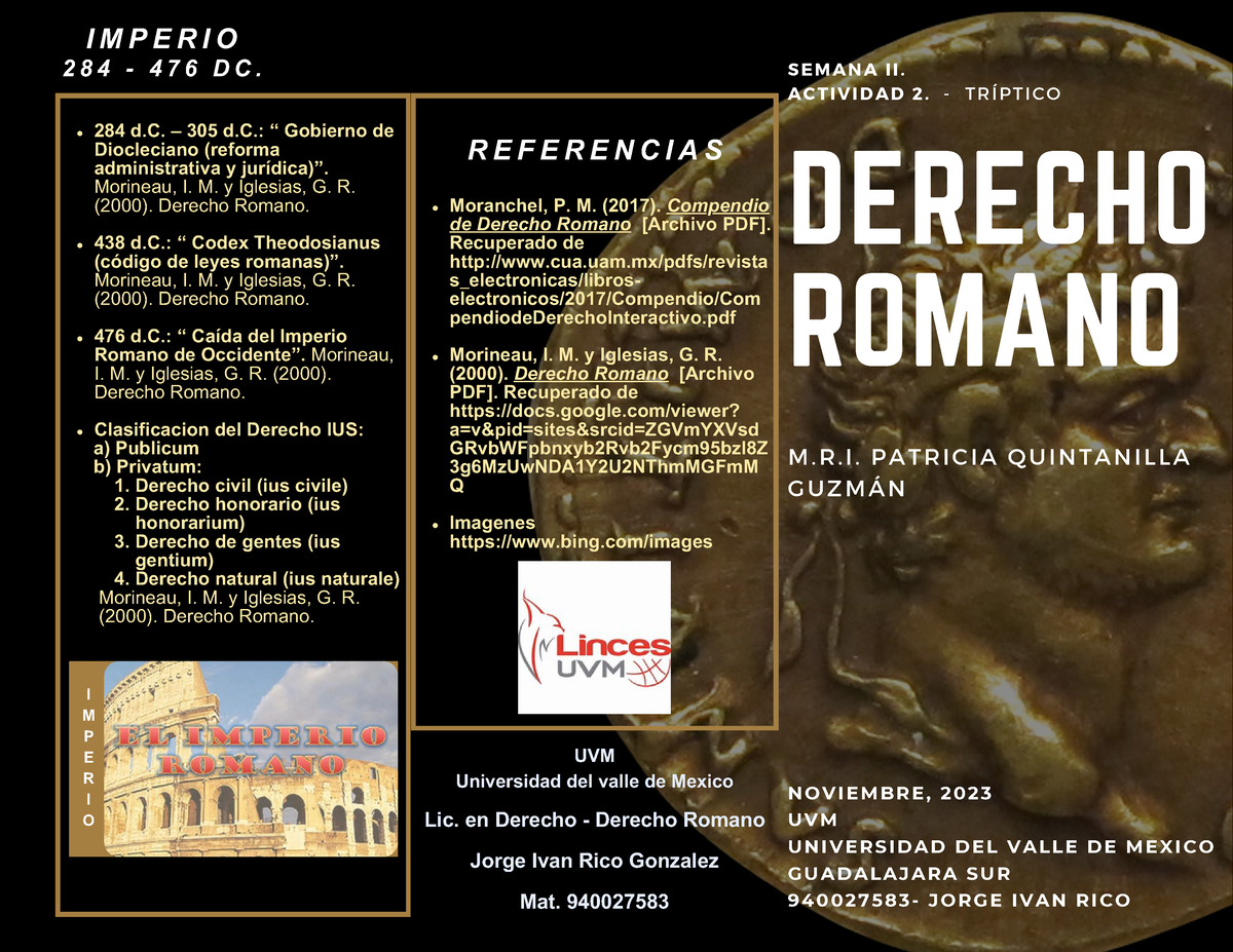 Actividades1derechoromano - Moranchel, P. M. (2017). Compendio De ...