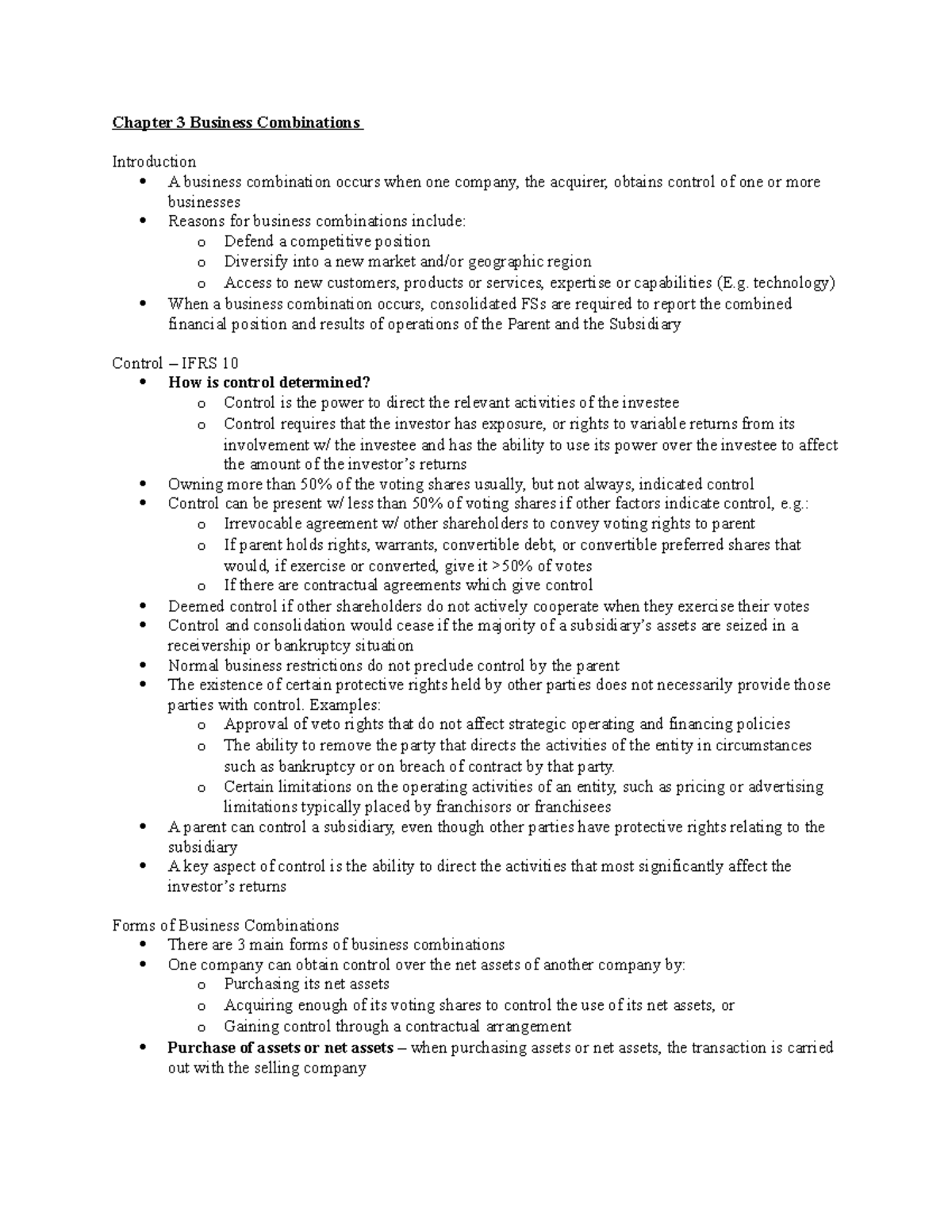 Chapter 3 Business Combinations Chapter 3 Business Combinations Introduction A business Studocu