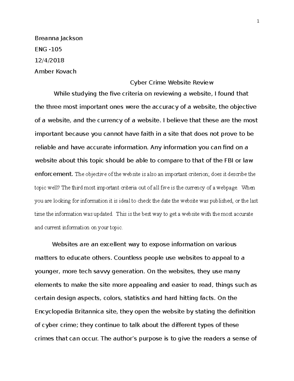 review of a website essay