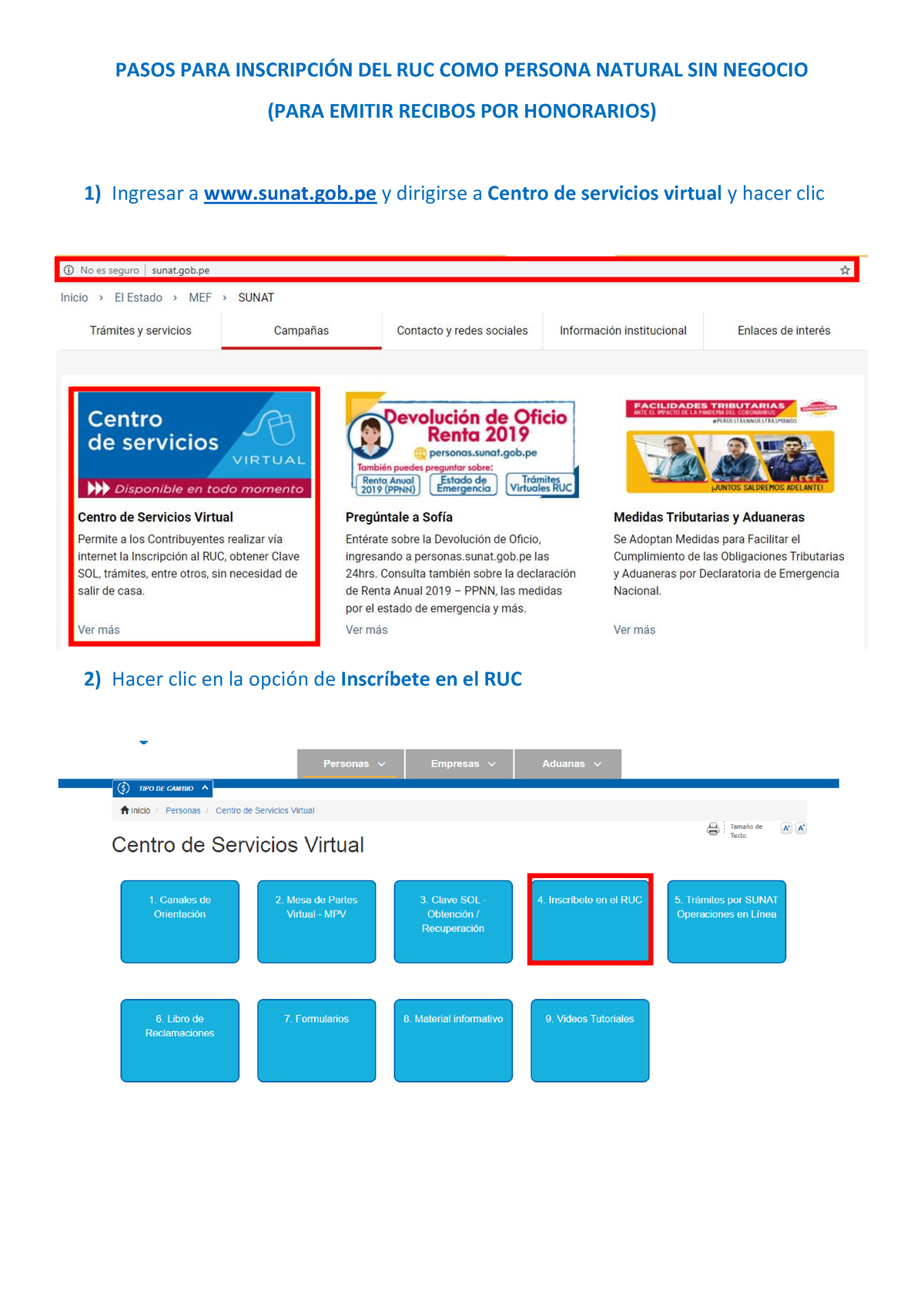 Pasos PARA Inscripción DEL RUC COMO Persona Natural 4TA Categoria ...