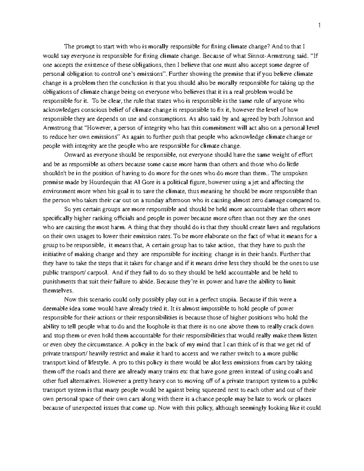 879869 phil paper on climate change - 1 The prompt to start with who is ...