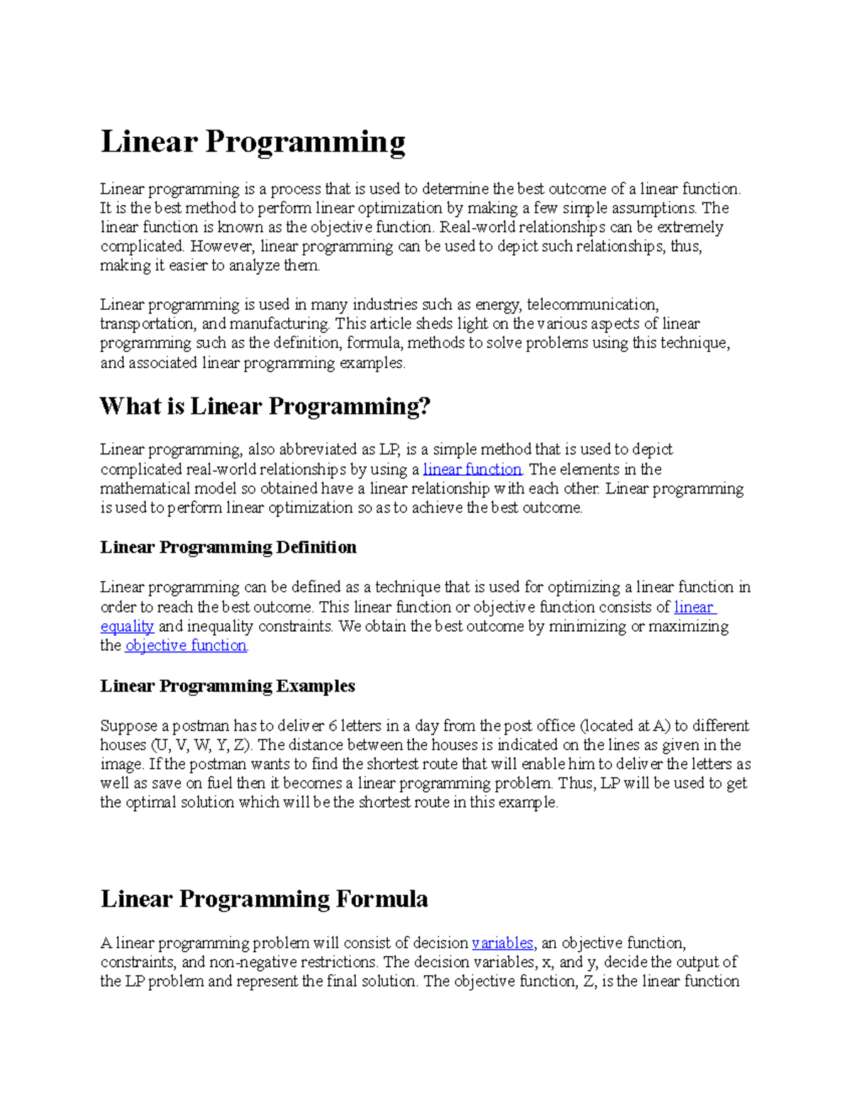 Helping material LP - Linear programming and its methods - Linear ...