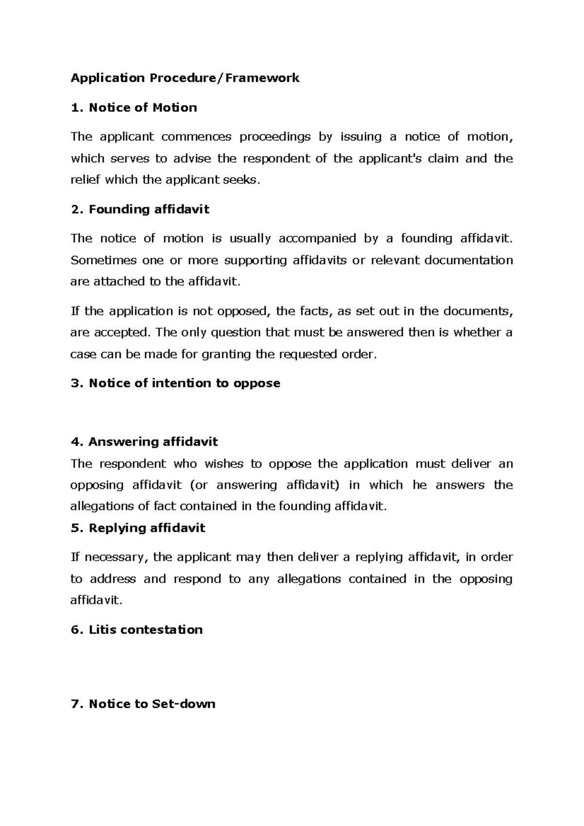 Application Procedure Application Procedure/Framework Notice of