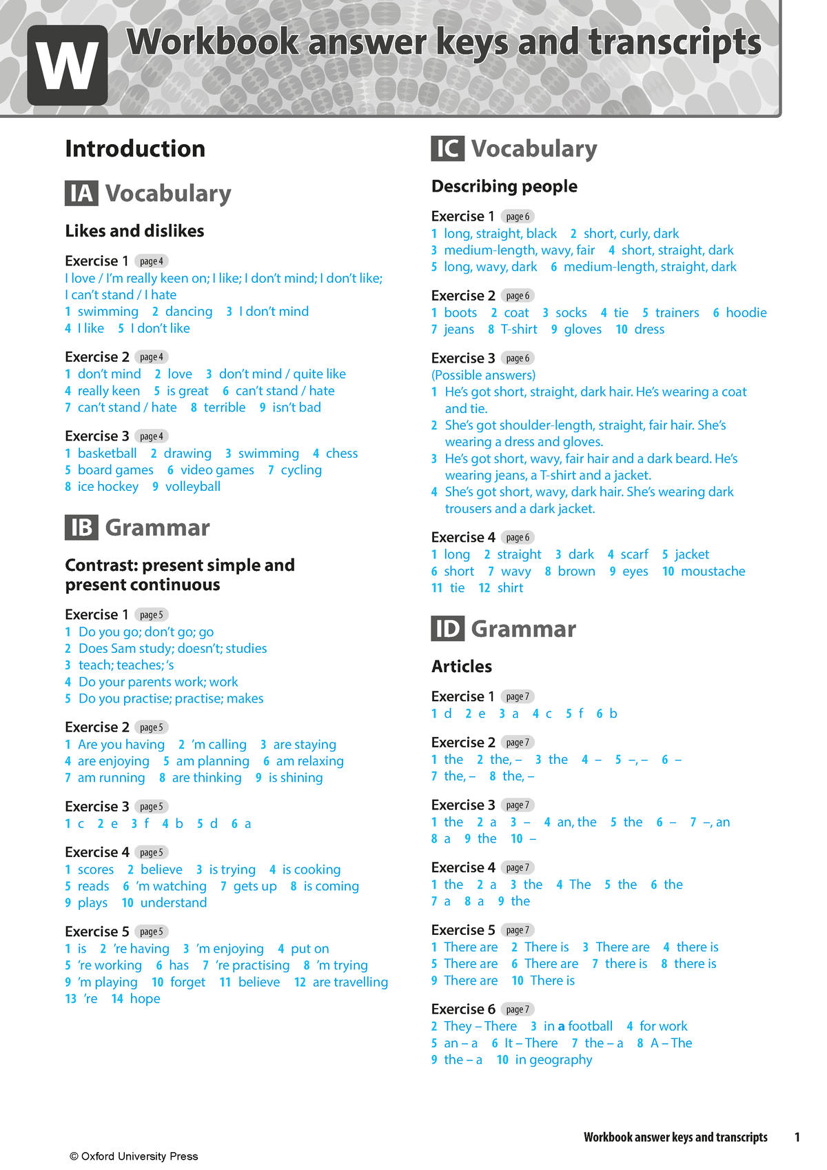 Solutions 3rd edition Pre-Intermediate WB Key - Workbook answer keys and  transcripts 1 W Workbook - Studocu