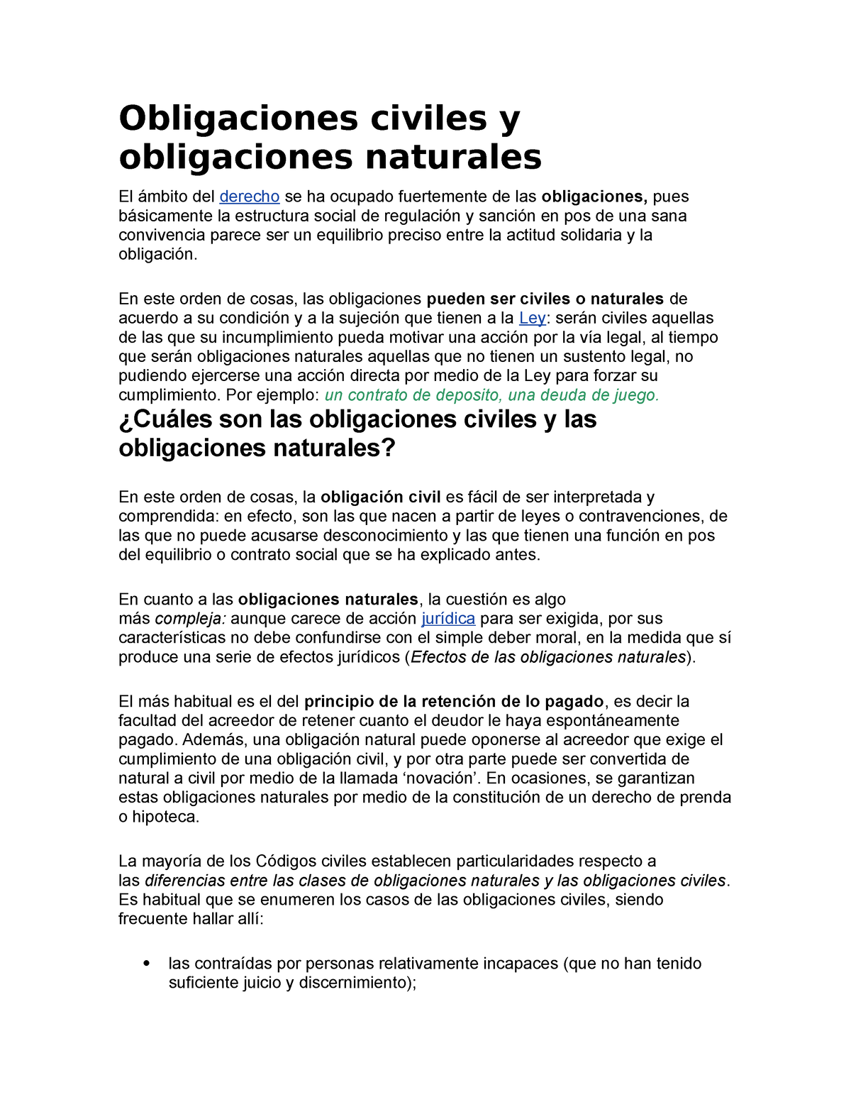 Obligaciones Civiles Y Obligaciones Naturales 2023 - Obligaciones ...