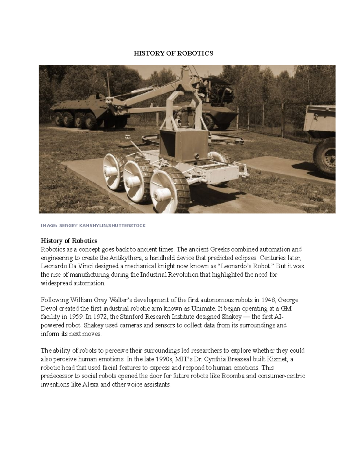 History-OF- Robotics - HISTORY OF ROBOTICS IMAGE: SERGEY KAMSHYLIN ...