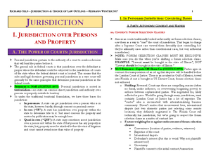 Jurisdiction - Outline - JURISDICTION & CHOICE OF LAW COMPLETE OUTLINE ...