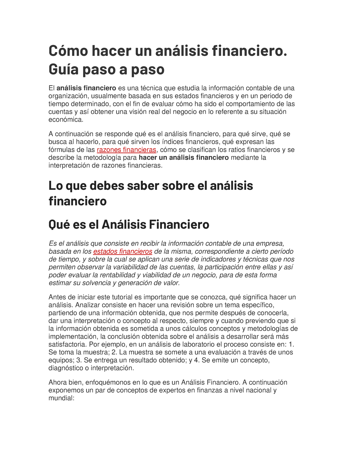 Cómo Hacer Un Análisis Financiero - Guía Paso A Paso El Análisis ...