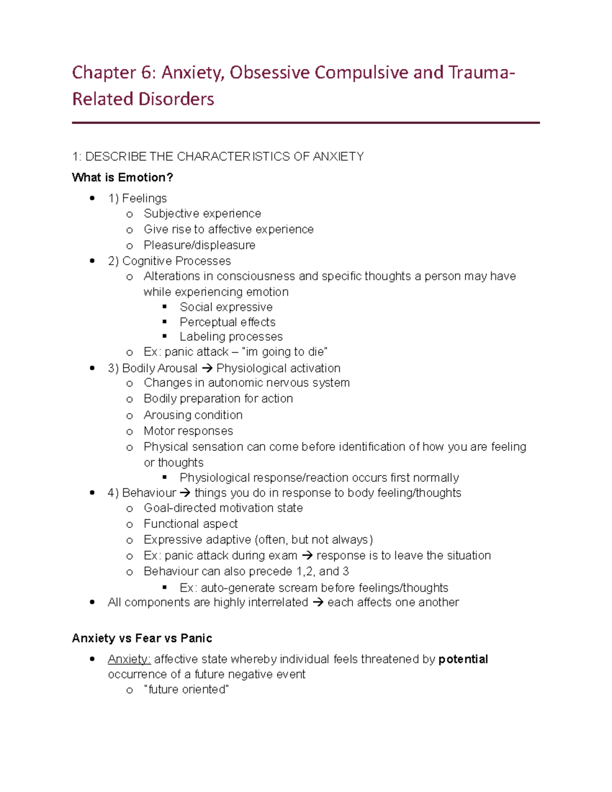 Chapter 5 Anxiety,OCD,Trauma Related Disorders - Chapter 6: Anxiety ...