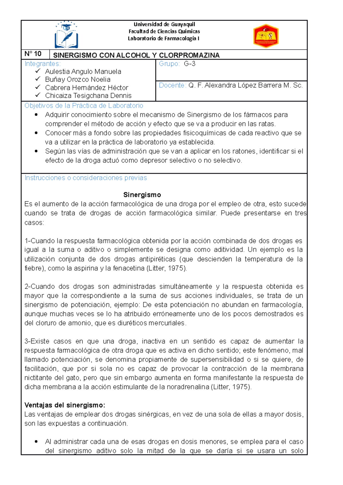 Práctica 10 Informe Universidad De Guayaquil Facultad De Ciencias