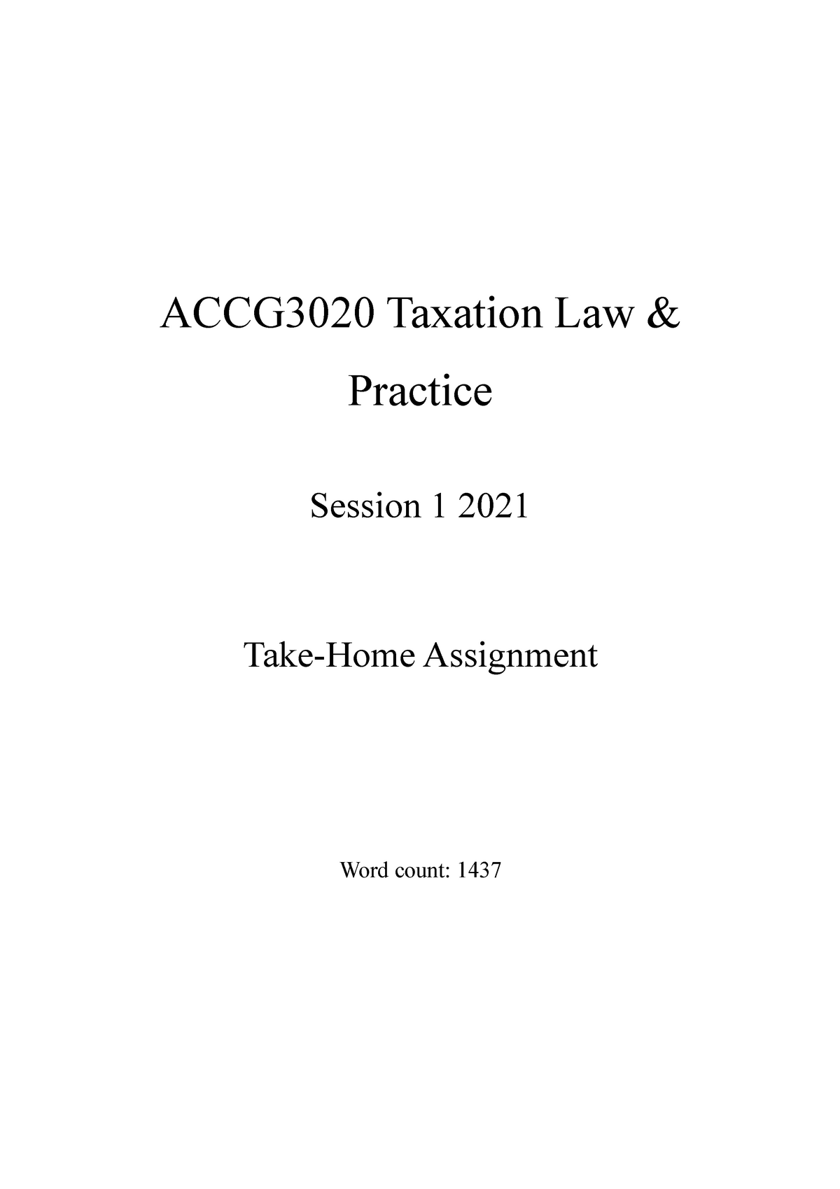 tax law assignment