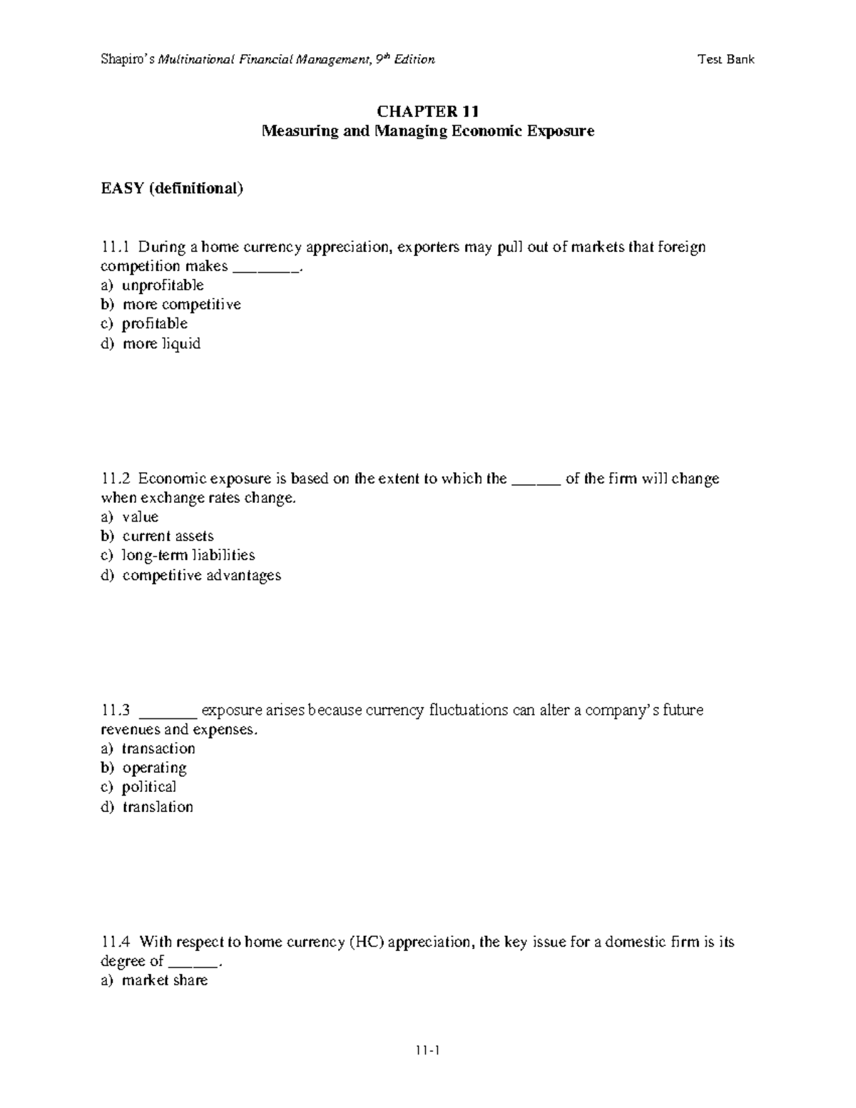 Ch11 Testbank No Solutions - CHAPTER 11 Measuring and Managing Economic ...