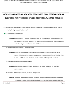 ATI Maternal Newborn Online Practice A - Question 1 Loaded Rationals ...