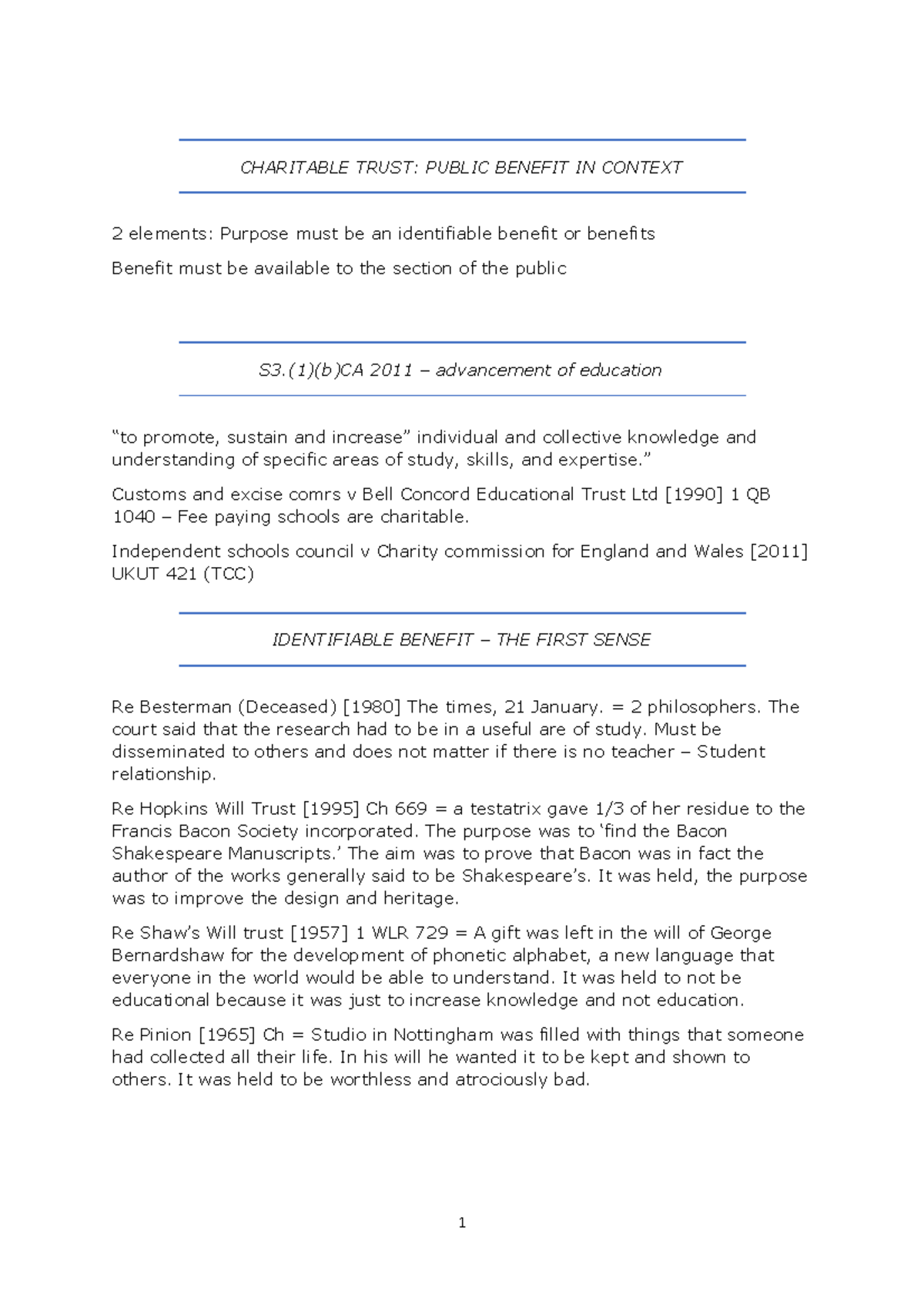 Charitable Trust - Public Benefit IN Context - CHARITABLE TRUST: PUBLIC ...
