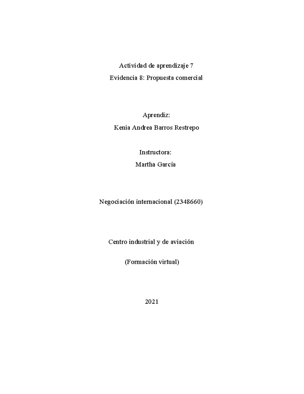 Propuesta Comercial Actividad De Aprendizaje 7 Evidencia 8 Propuesta Comercial Aprendiz 8524