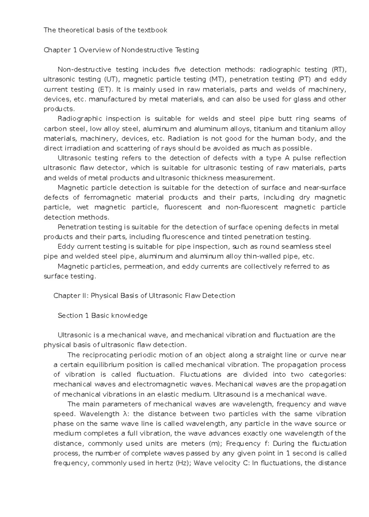 Chapter 1 Overview Of Nondestructive Testing - The Theoretical Basis Of ...