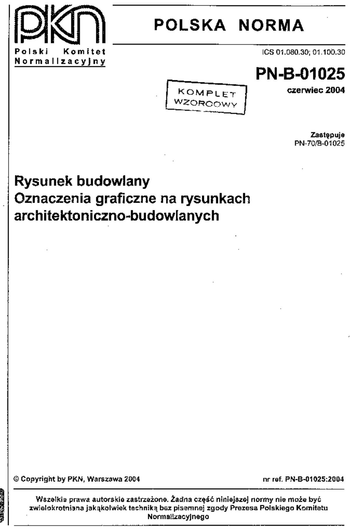 01025-2004 PN B Oznaczenia Architektoniczno-budowlane - Budownictwo ...