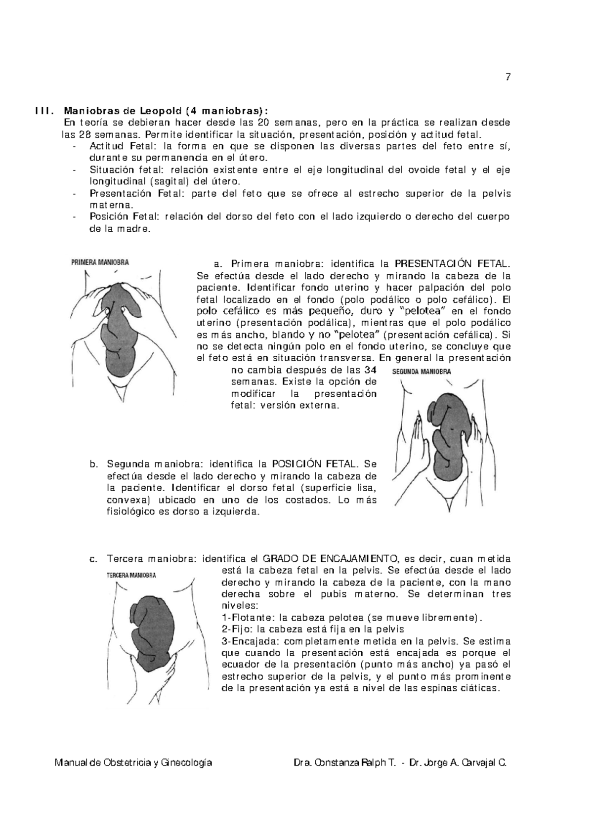 Maniobras de leopold - 7 M anual de Obst et ricia y Ginecología Dr a. Const  anza Ralph T. - Dr. - Studocu