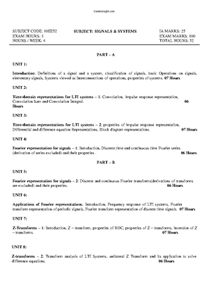 Signals AND System R18EEE - Signals And Systems - Studocu