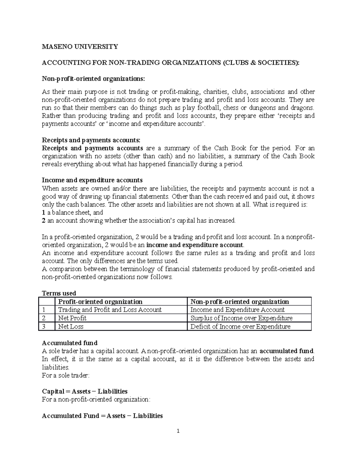 ACCOUNTING FOR NON PROFIT MAKING ORGANIZATION PDF NOTES visual data 5