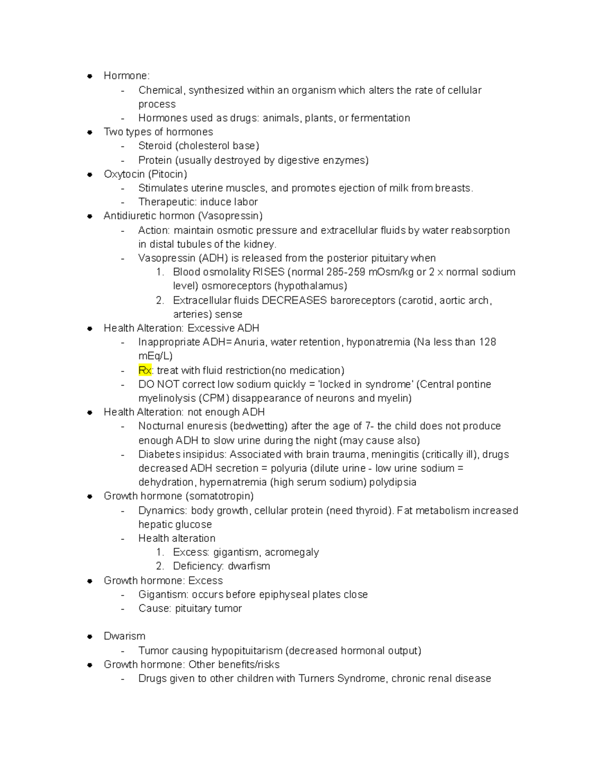 Endocrine drug notes - Hormone: - Chemical, synthesized within an ...