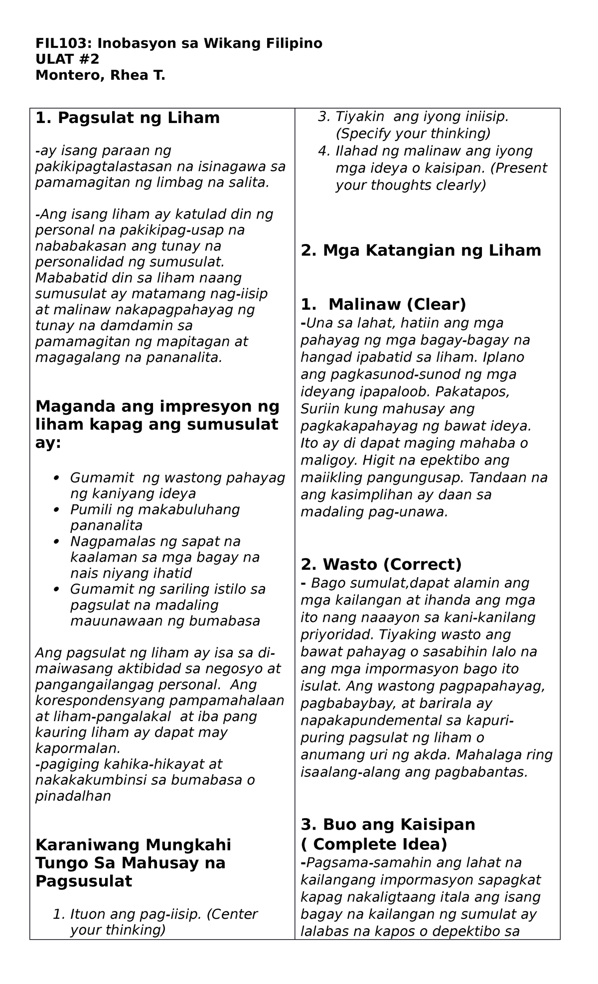 FIL103 Handouts - Pagsulat Ng Liham At Mga Katangian Ng Liham - FIL103 ...