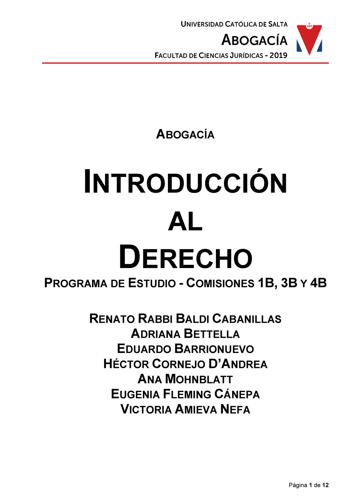 16 - ABOGACÍA INTRODUCCIÓN AL DERECHO PROGRAMA DE ESTUDIO - COMISIONES ...